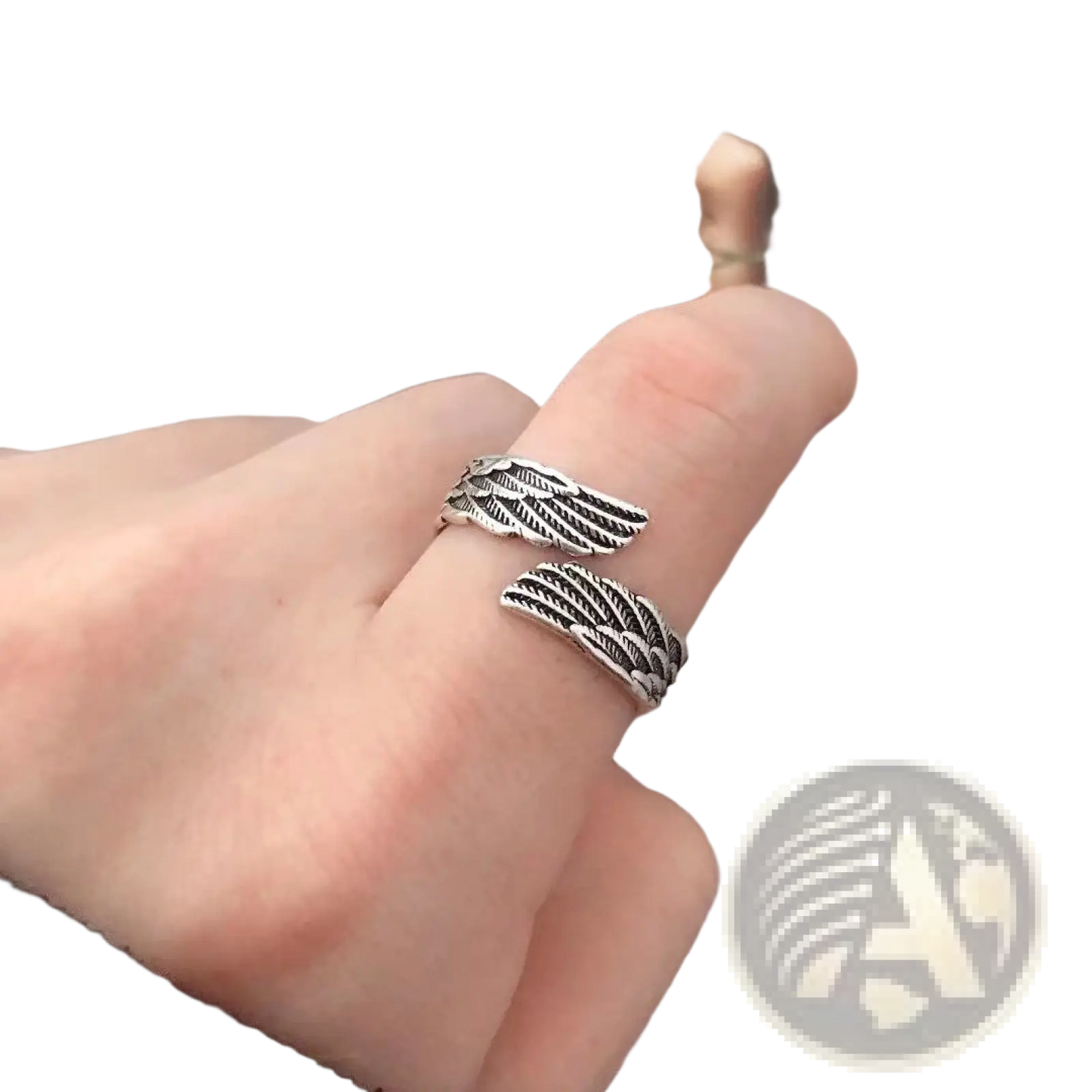 925 Sterling Silver Detailed Angel Wing Ring