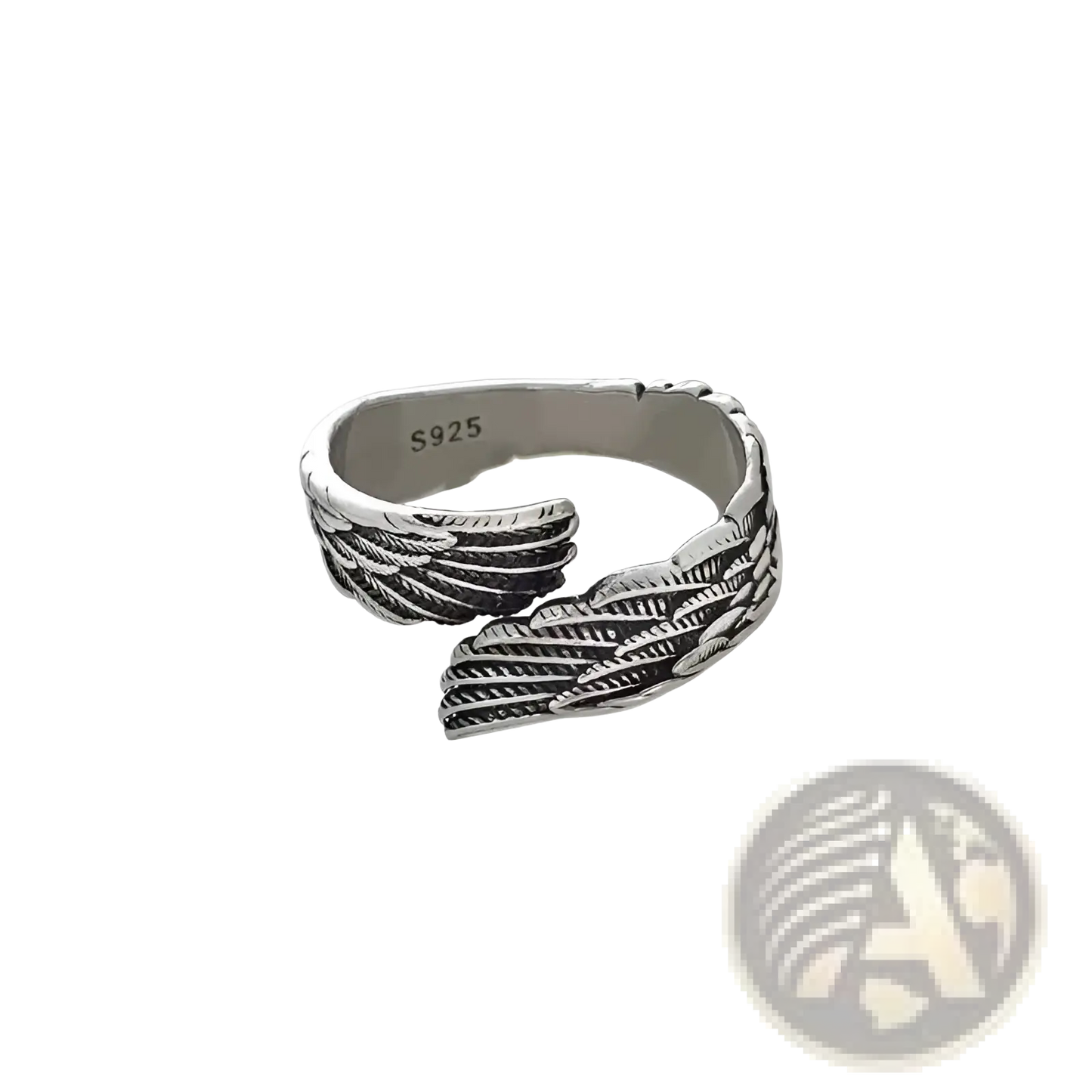 925 Sterling Silver Detailed Angel Wing Ring