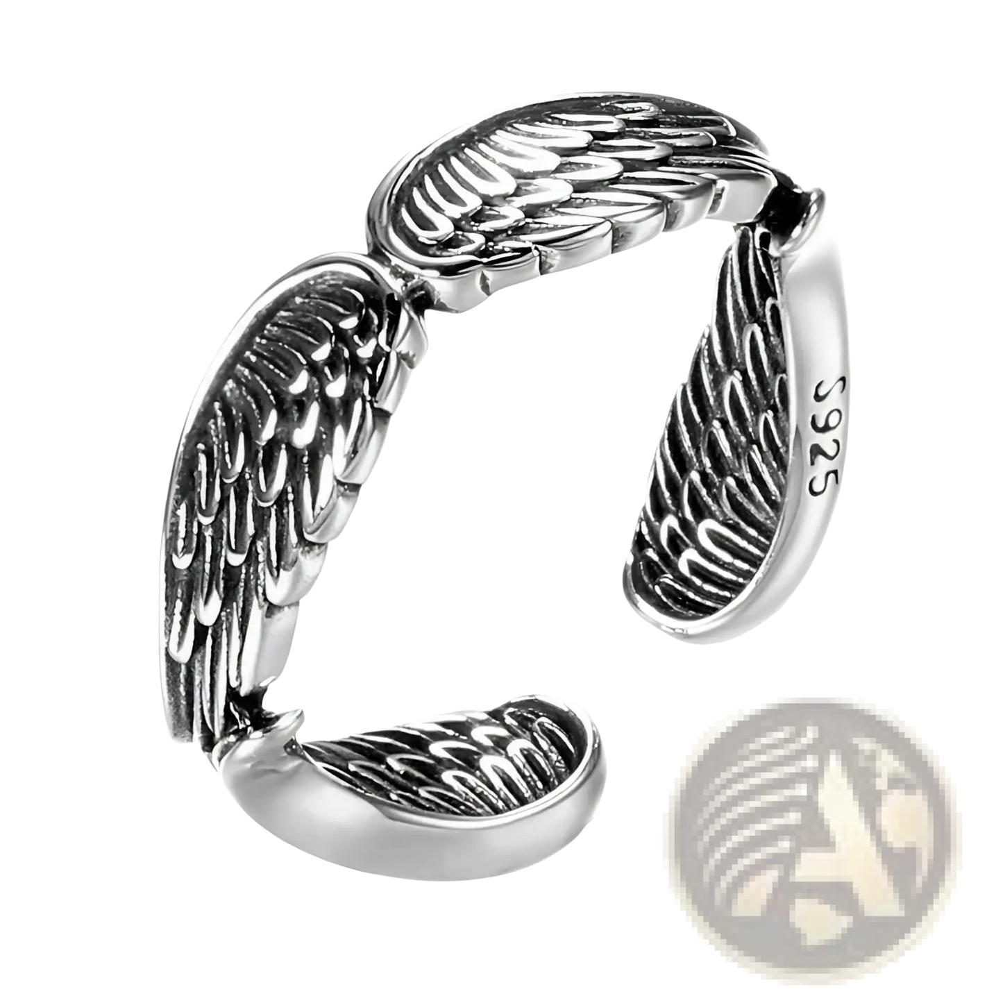 925 Sterling Silver Detailed Angel Wing Ring