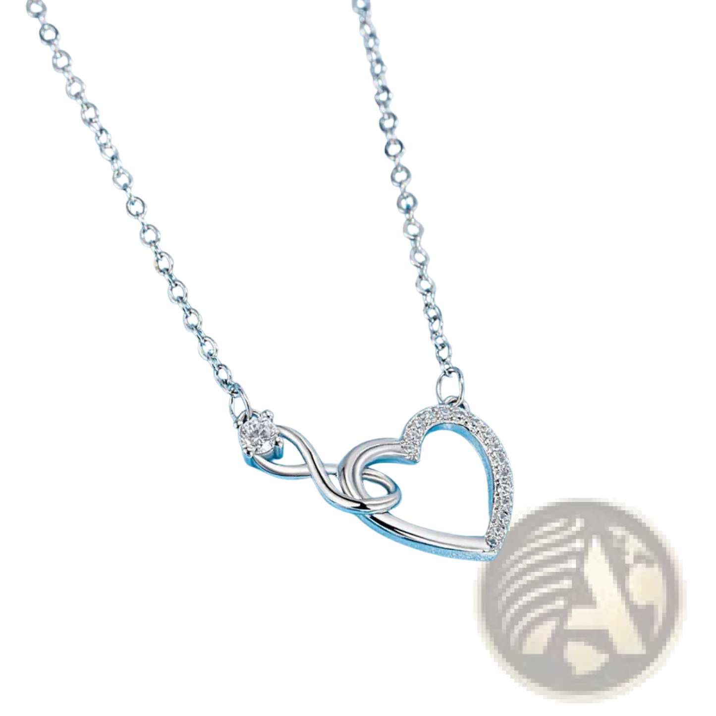 925 Sterling Silver Pave Crystal Infinity Heart Necklace
