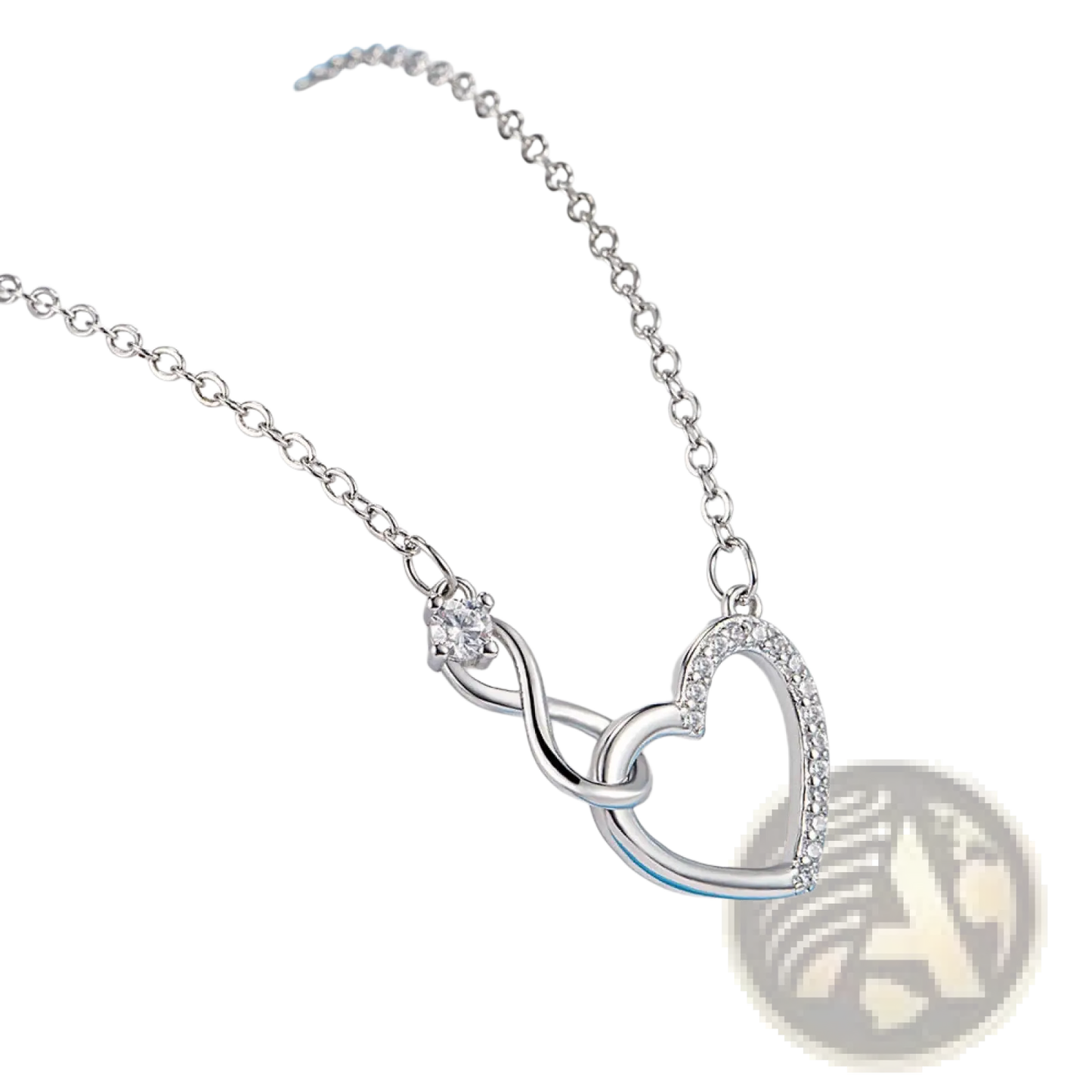 925 Sterling Silver Pave Crystal Infinity Heart Necklace