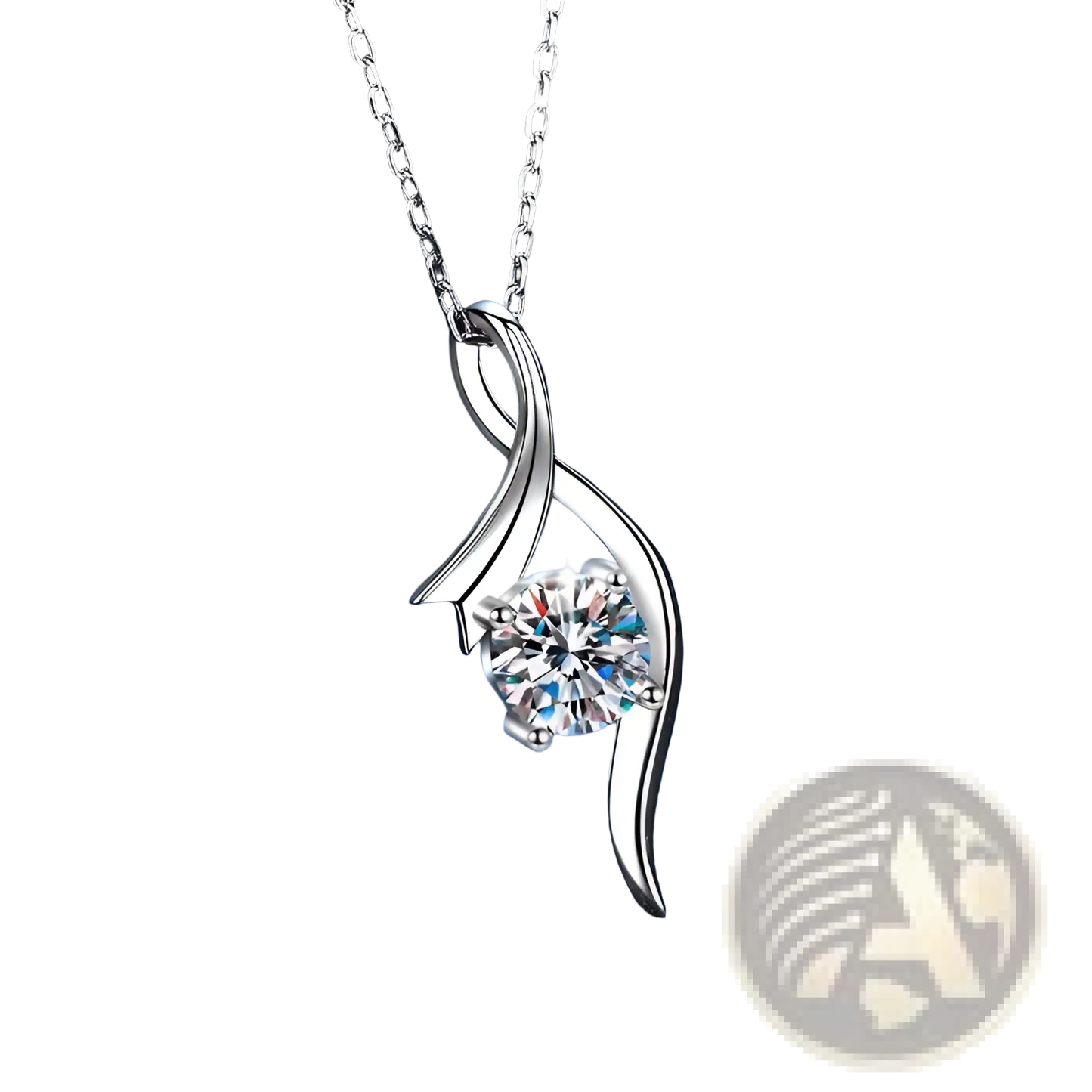 925 Sterling Silver Twisted Moissanite Solitaire Necklace