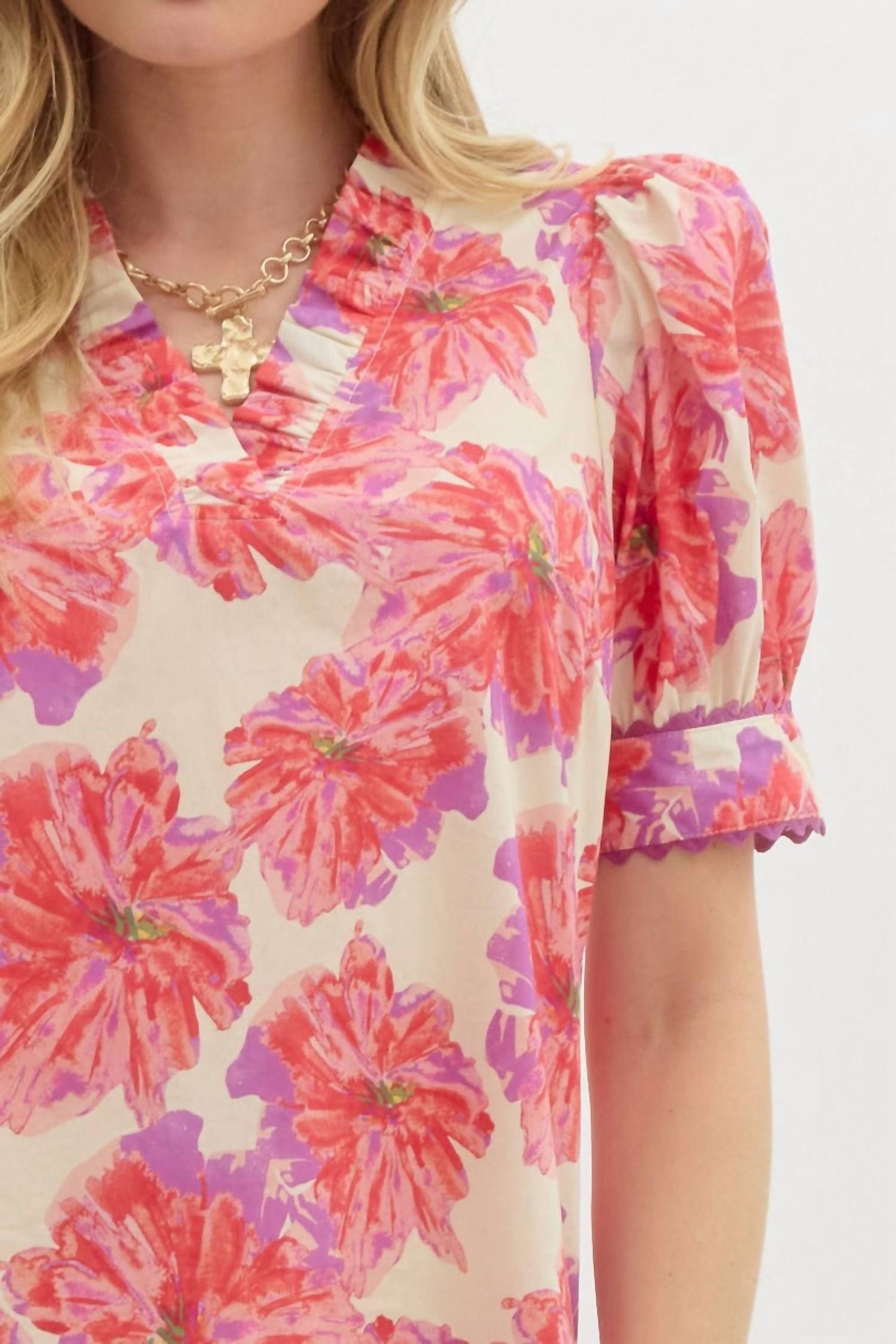 Entro - Floral Puff Sleeve Top