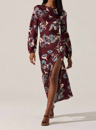 Astr - Elyse Satin Floral Midi Dress