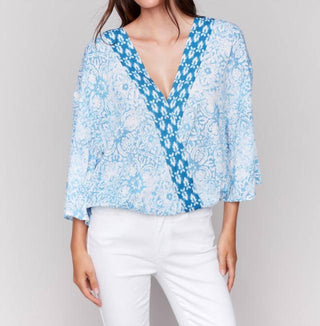 Charlie B - Printed Overlap Blouse