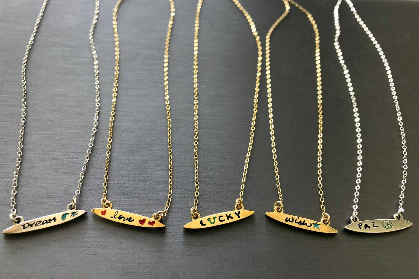 Jessica Elliot - Women's Enamel Small Surfboard Necklace - Dream