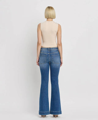 Vervet By Flying Monkey - Gleefully Mid Rise Trouser Hem Flare Jeans - Plus