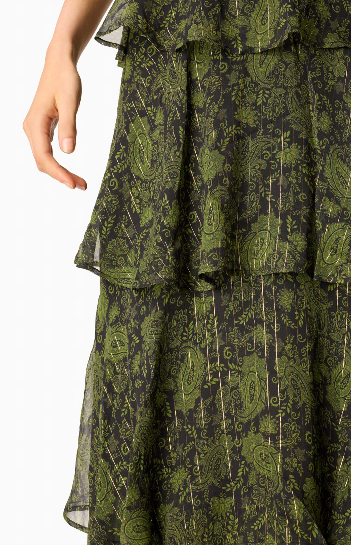 Cami Nyc - Gaia Metallic Chiffon Tiered Maxi Skirt