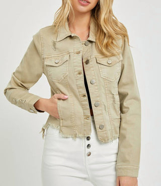 Risen - Curvy Irregular Frayed Hem Jacket