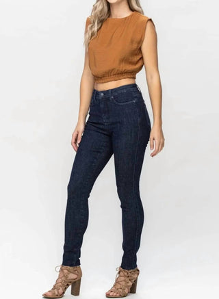 Judy Blue - High Waist Tummy Control Raw Hem Skinny Denim Jeans