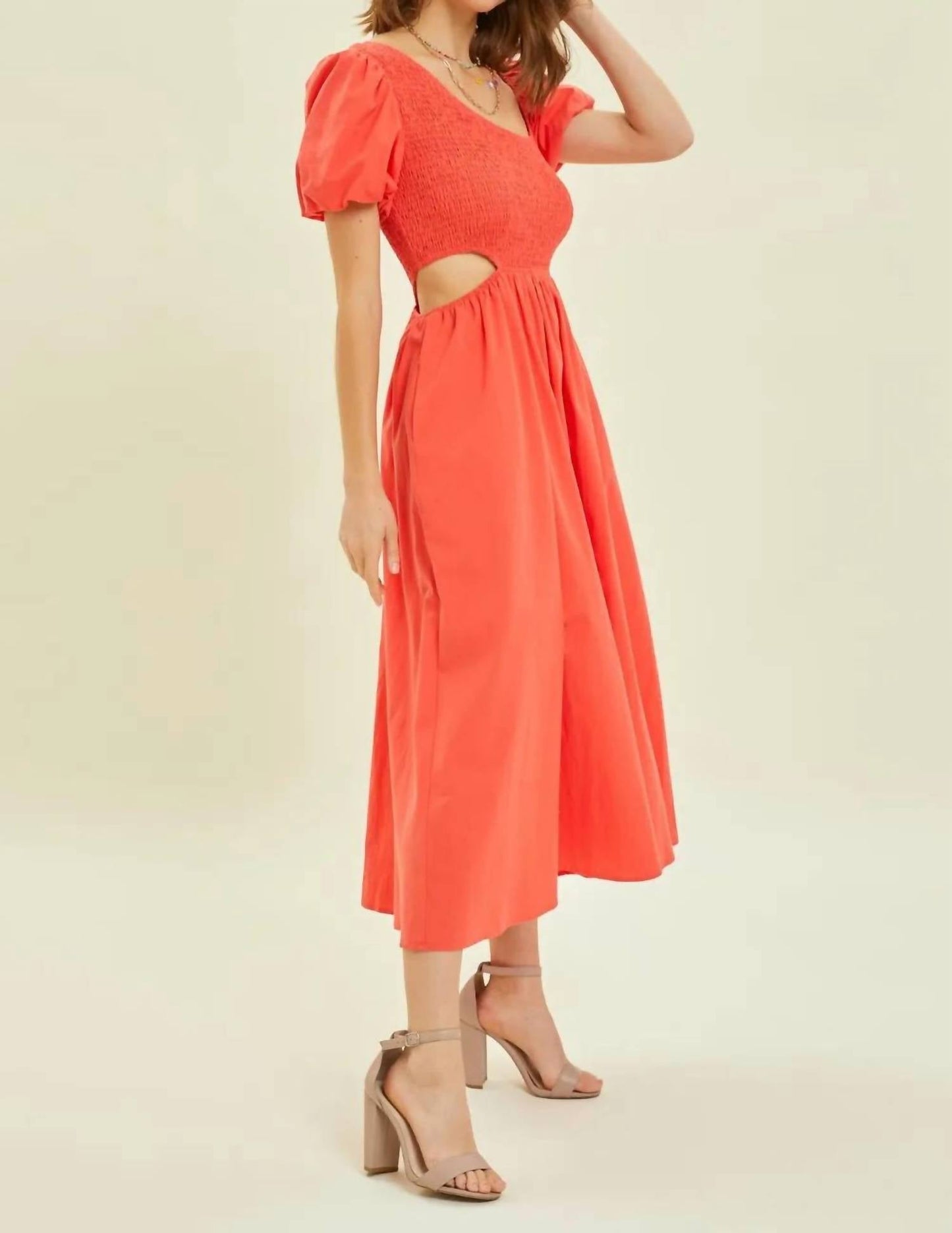 Trendsi - Heyson Smocked Cutout Midi Dress