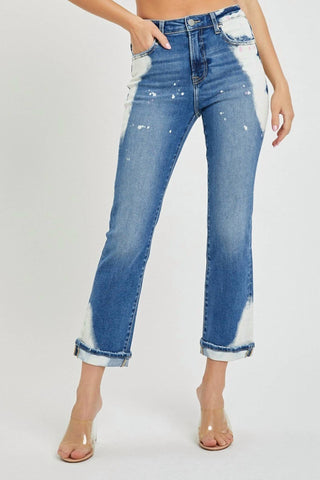 Risen - High Rise Medium Bleach Denim Jeans