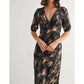 Fun 2 Fun - Leaf Print Satin Midi Dress