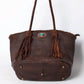 American Darling - Women's Turquoise Braided Handle Fringe Shoulder Tote Bag