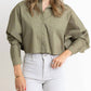 Karlie - Solid Poplin Ruffle Back Button Top