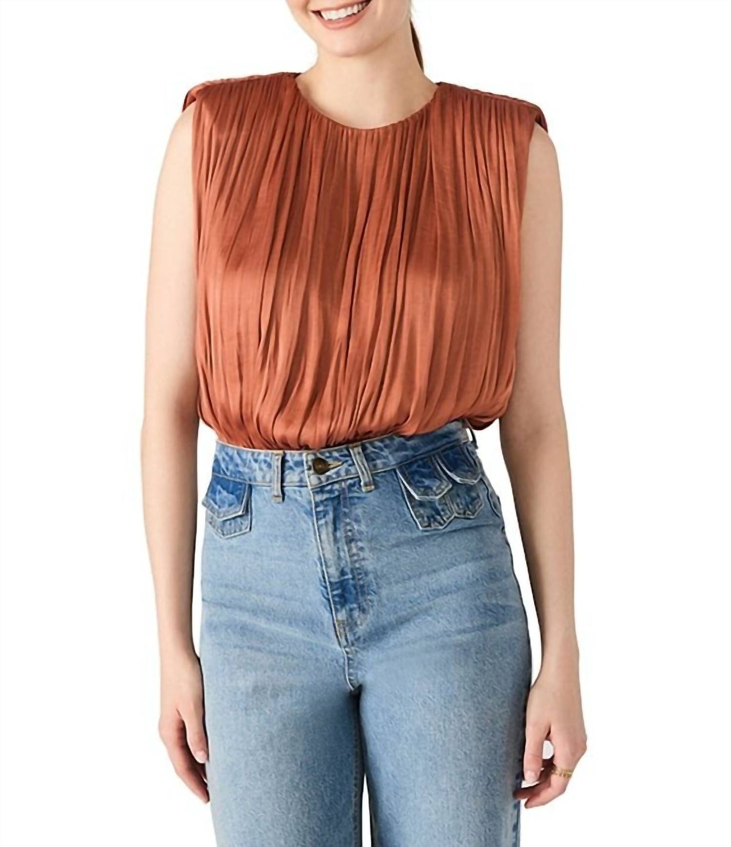 Steve Madden - Milana Satin Bubble Top With Shoulder Pads