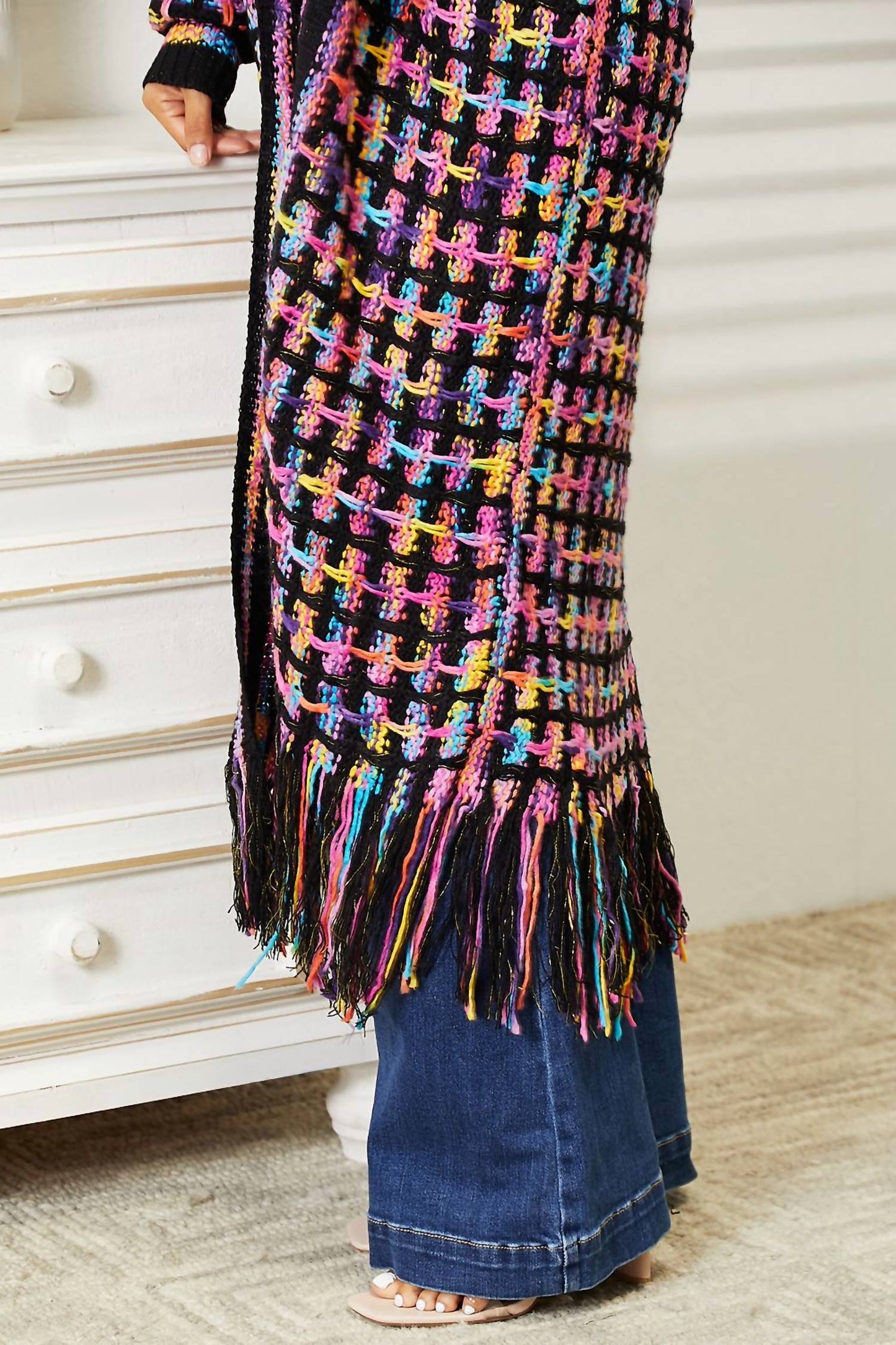 Angel Wings By Lucy - Full Size Open Front Fringe Hem Cardigan