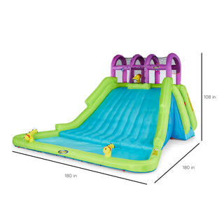 Kahuna Mega Blast Water Park & Comfy Floats Inflatable Misting Chaise Lounger