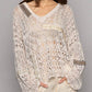 Pol - NATURAL CROCHET WITH TRIM DETAIL LONGSLEEVE TOP