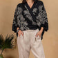 Paparazzi - Women's Embroidered Tie Front Blouse