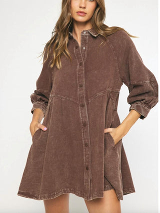 Entro - WASHED DENIM MINI DRESS