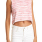 ATM Anthony Thomas Melillo Stripe Cotton & Cashmere Sleeveless Sweater in French Rose Combo, Size X-Small