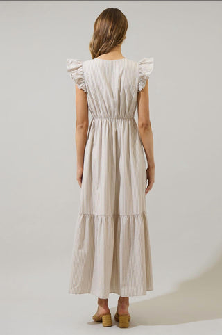 Sugarlips - Sandy Striped Evianna Flutter Maxi Dress