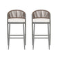 Outdoor Bar Height Metal Frame Counter Stools with Scallop-Shaped Backrest & Water-Resistant Cushions