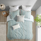 3 Piece Cotton Jacquard Comforter Set Aqua Full/Queen