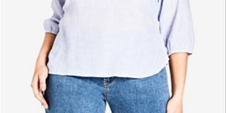 City Chic Women's Trendy Ruffled One Shoulder Top Pink Size 18W