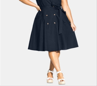 City Chic Women's Lafayette Belted Shirtdress Blue Size 24W