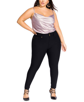 City Chic Women's Trendy Asha Skinny Jeans Black Size 14W