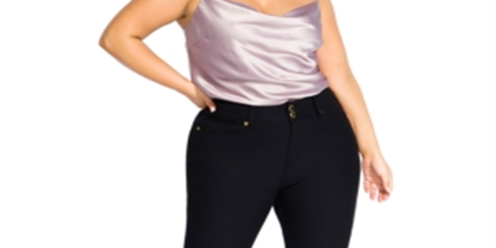 City Chic Women's Trendy Asha Skinny Jeans Black Size 14W