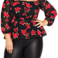 City Chic Women's Floral Passion Top Black Size 20W