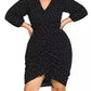 City Chic Women's Ruched Dot Print Dress Black Size 24W