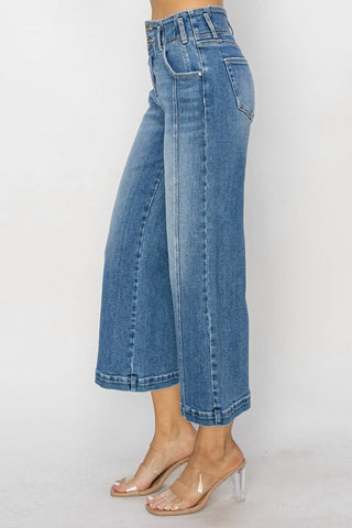 Risen - High Rise Front Seam Wide Jeans