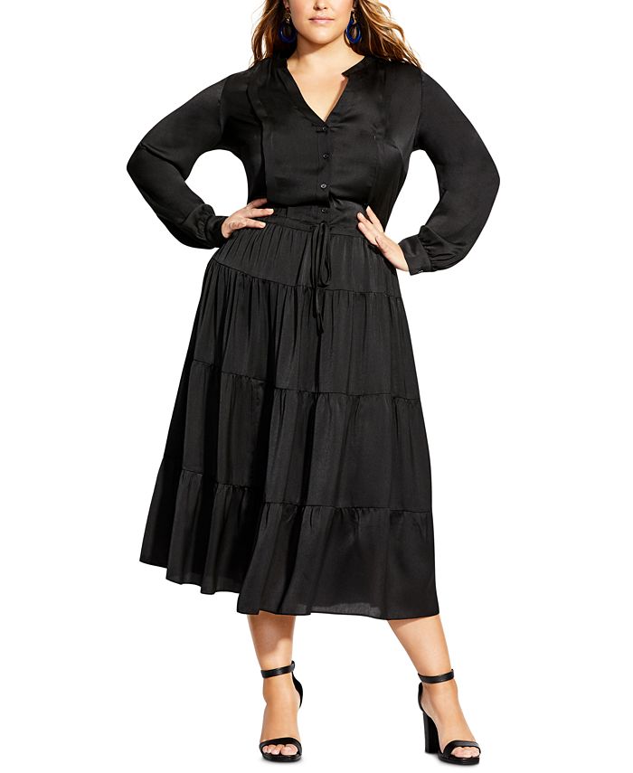 City Chic Women's Trendy Plus Charisma MIDI Dress Black Size 18W