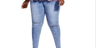 City Chic Women's Trendy Plus Everything Lace Peplum Top Pink Size 18W