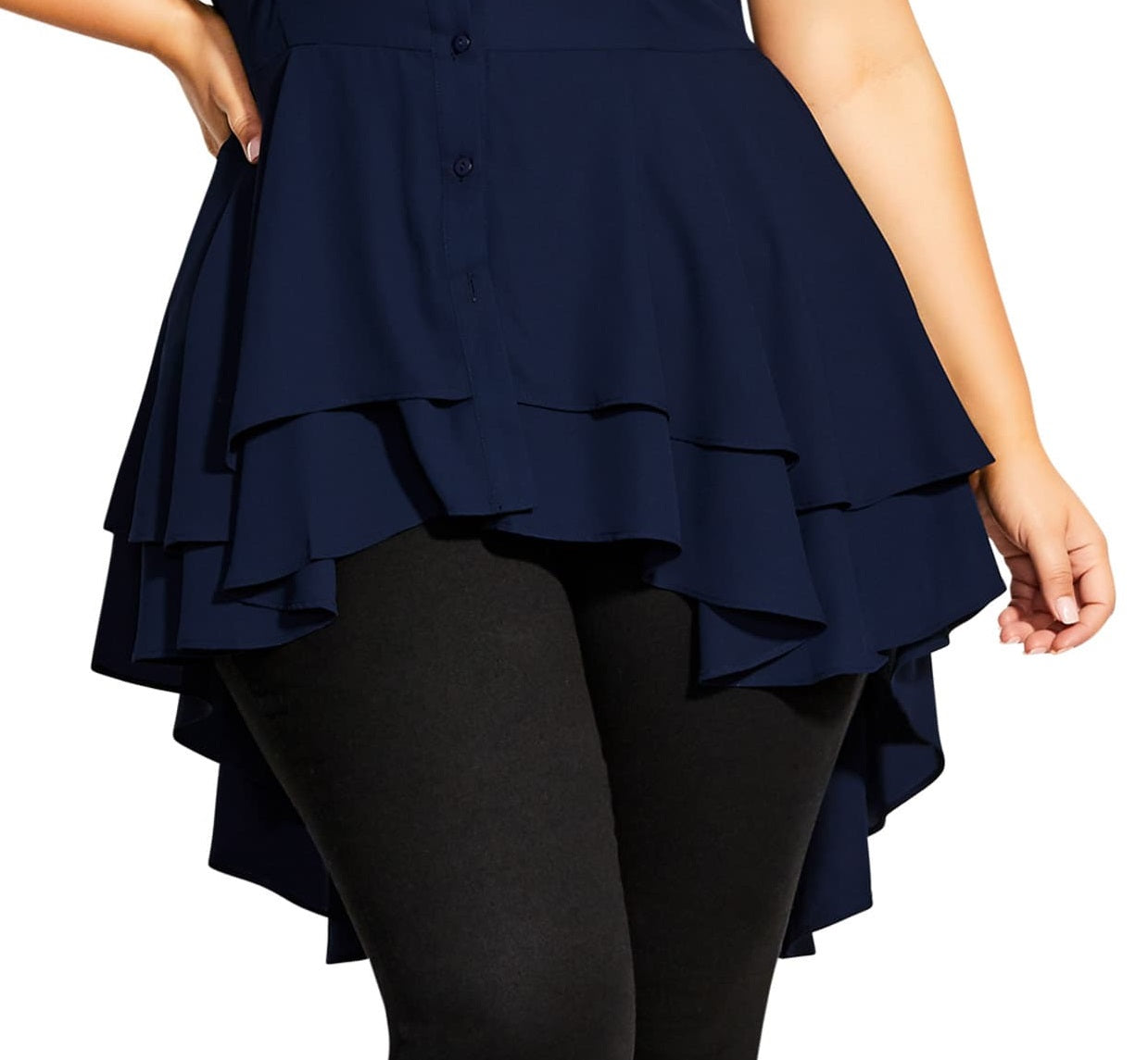 City Chic Women's Plus Flutter Hem Top Blue Size 18W