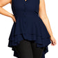 City Chic Women's Plus Flutter Hem Top Blue Size 18W