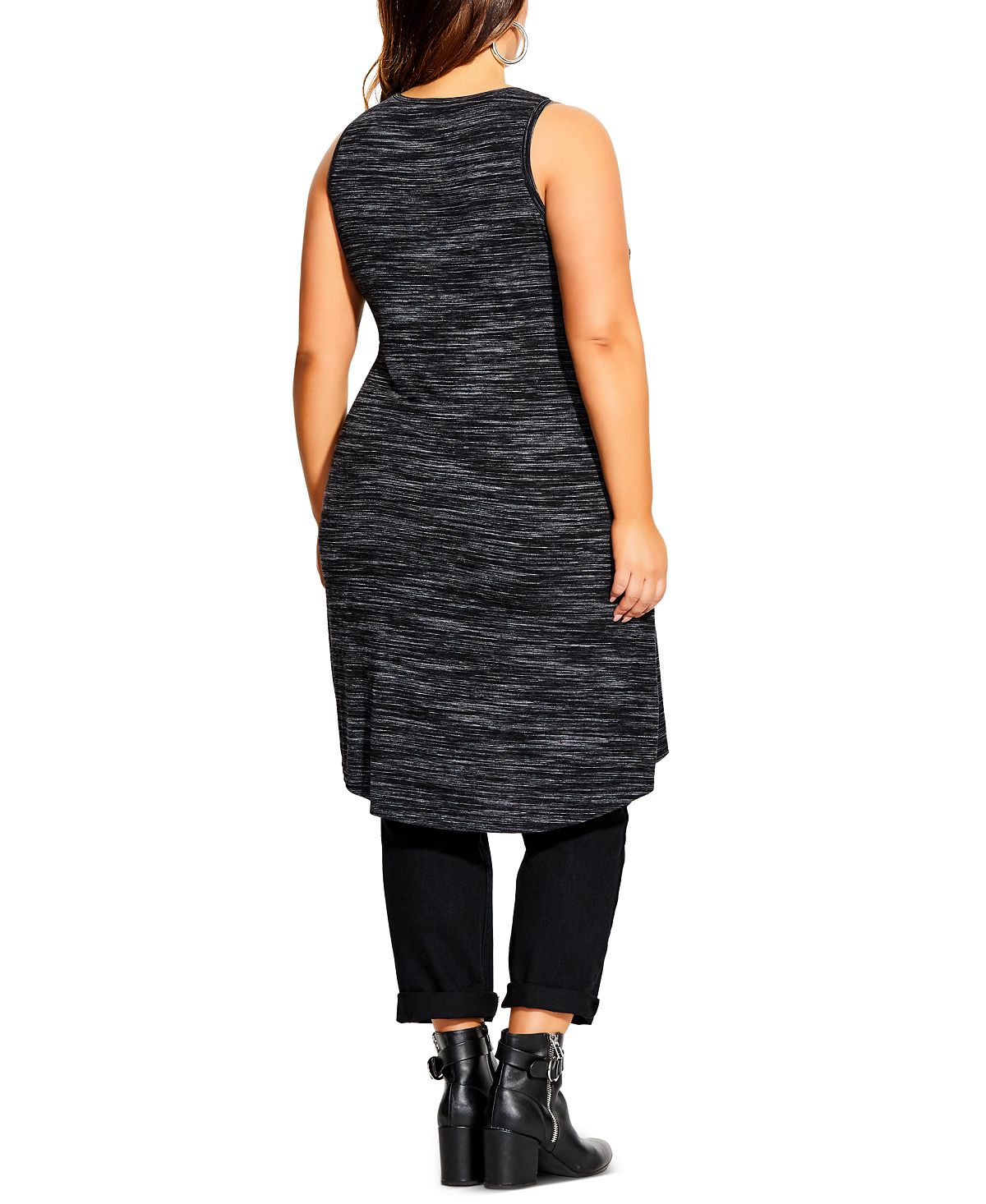 City Chic Women's Trendy Plus Longline Knot Top Black Size 18W