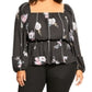City Chic Women's Trendy Plus French Blooms Top Black Size 18W