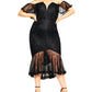 City Chic Women's Trendy Plus Lace Dress Black Size 22W