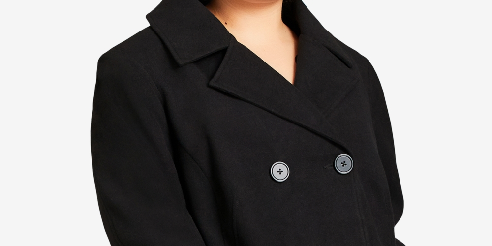 Avenue Women's Faux Wool Peacoat Black Size 2X