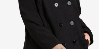 Avenue Women's Faux Wool Peacoat Black Size 2X