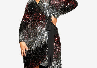 City Chic Women's Irresistible V-Neck Dress in Trendy Plus Size Black