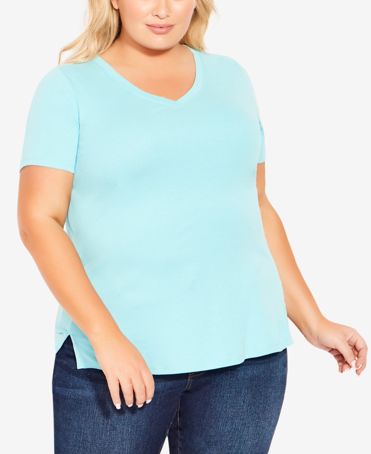 Avenue Womens V Neck Essential Top Blue Size 30