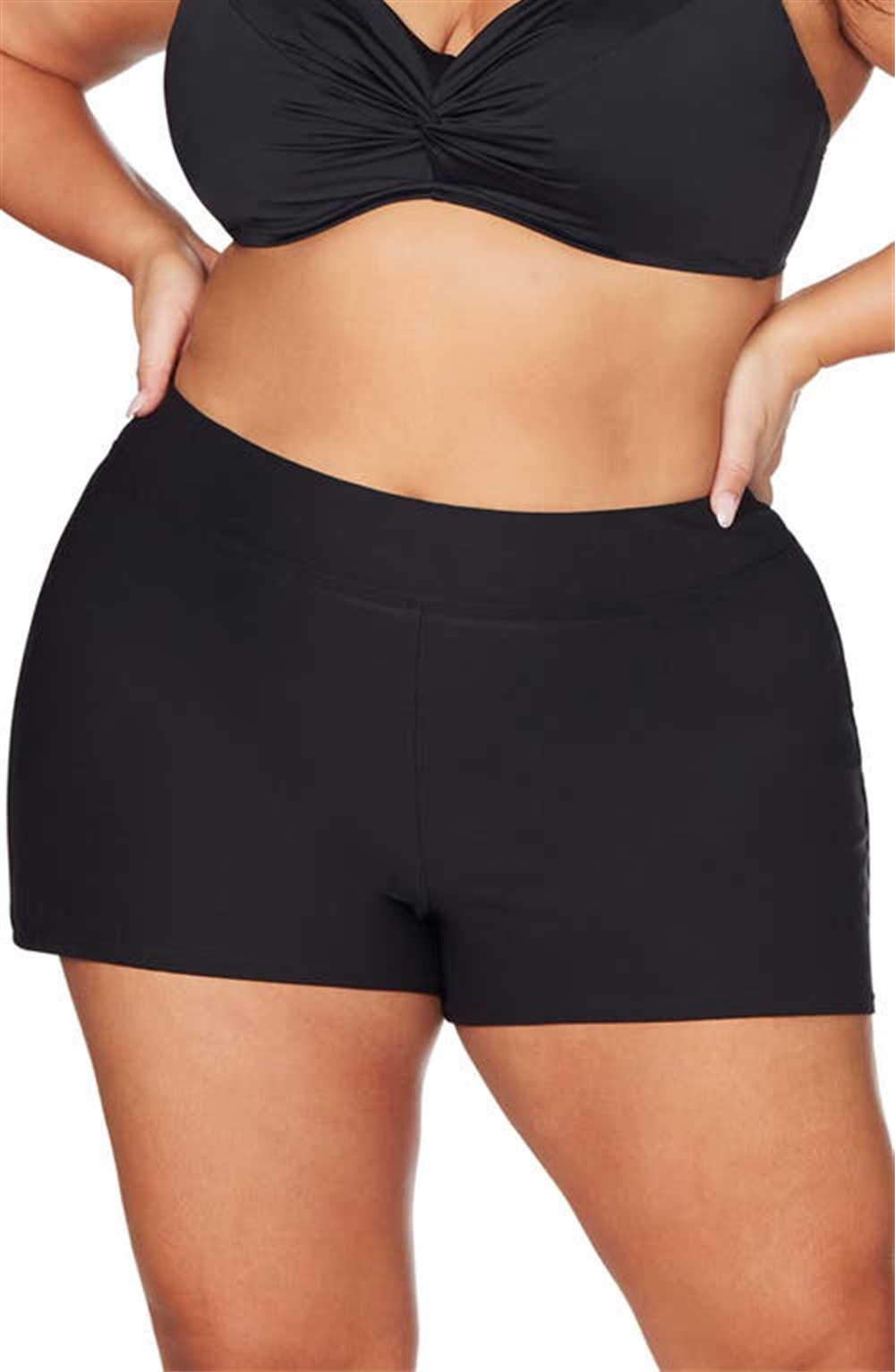 Artesands High Waist Swim Shorts, Black, Size 16