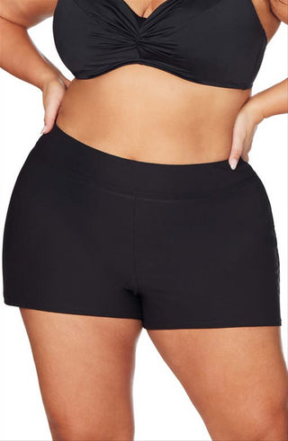 Artesands High Waist Swim Shorts, Black, Size 16