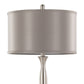 Joan 30" Contemporary Metal Table Lamp Set in Brushed Nickel with Grey Satin Shade - Set of 2